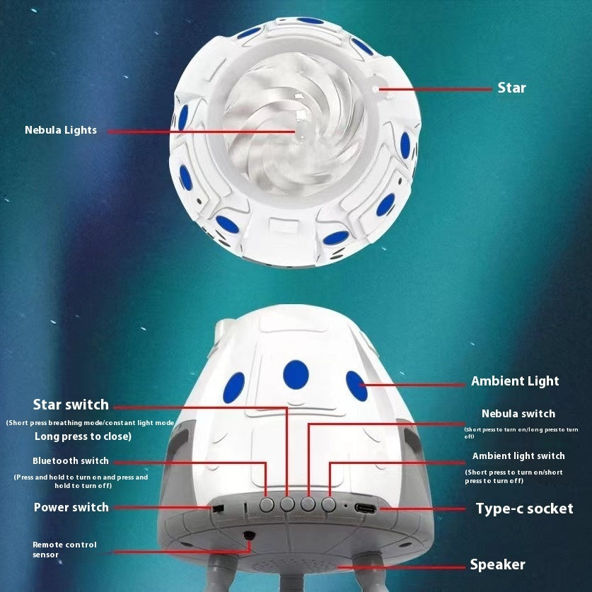 Creative USB Space Capsule Starry Atmosphere Projection Lamp Projector